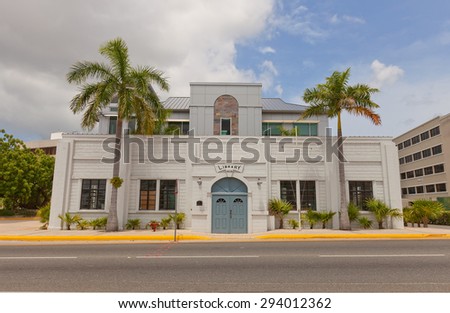 GEORGE TOWN, CAYMAN ISLANDS - JULY 05, 2015: Public Library in George Town of Grand Cayman, Cayman Islands (British Overseas Territory). Design of Captain Rayal Bodden, 1939