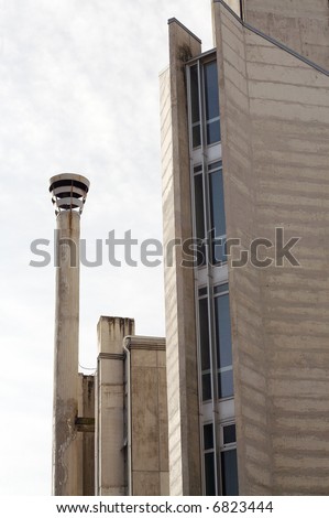 Detail of a chimney with cement towers