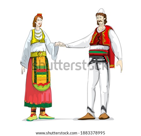 Albanian couple with traditional dress