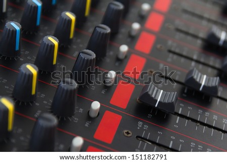 Photo  part of control an audio sound mixer