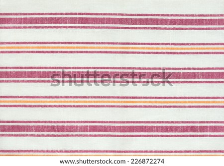 Linen cloth with colored horizontal stripes close up