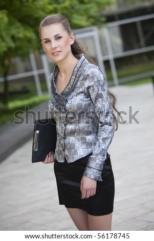 young business woman with document folder