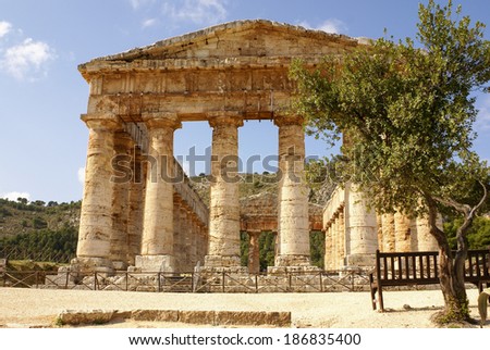 Segesta archaeological site of ancient greece drills Sicily Italy