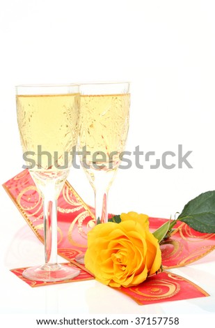 Champagne and decorative tape