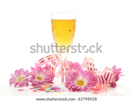 Pink flowers and wine