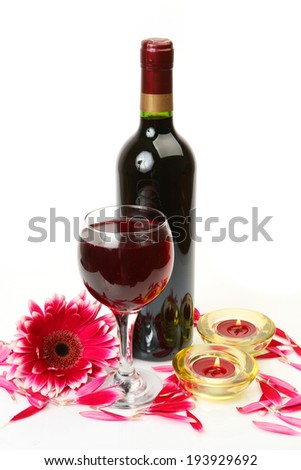 Pink flower and wine