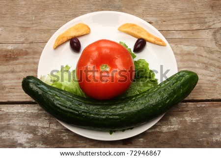 funny vegetables face in plate