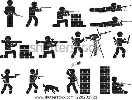 Soldier Icon Set Stock Vector Illustration 228202921 : Shutterstock