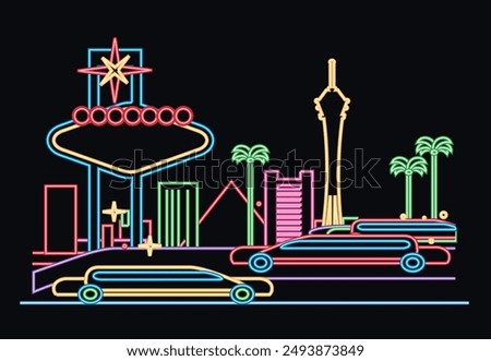 Las Vegas Nevada neon light skyline