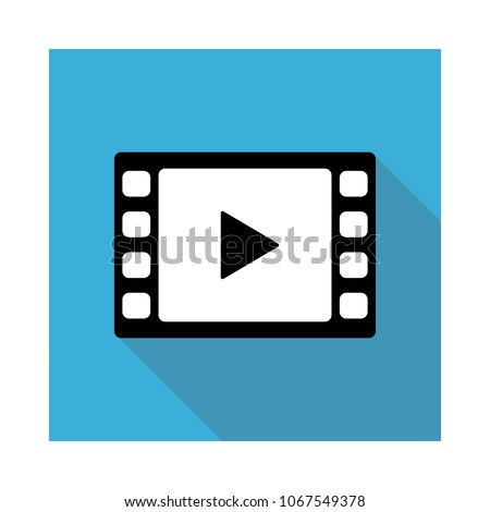 Video movie play, playback button icon vector illustration. light blue color.