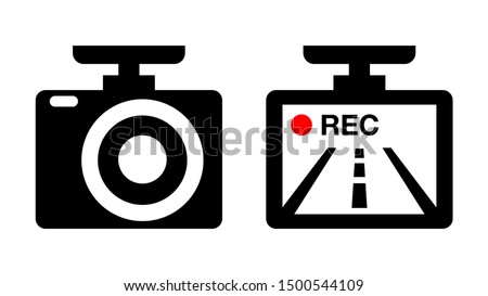 Drive recorder, Dvr illustration icon image material. black and white red. vector pictogram isolated on white.
