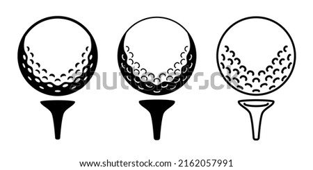 Golf ball on tee. Fashionable vector icon illustration black and white material