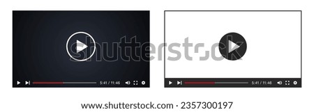 Video player template with play button. Vector illustration material sets