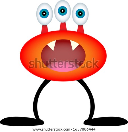 Red cartoon alien with long legs