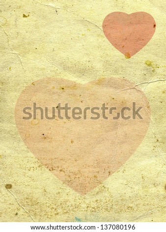 old paper texture decorated with  heart, can be used as background.