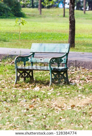 A chair alone on sunshine in garden