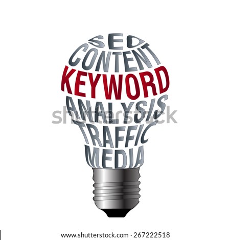 Bulb of search engine optimization content keyword analysis traffic media on white background.