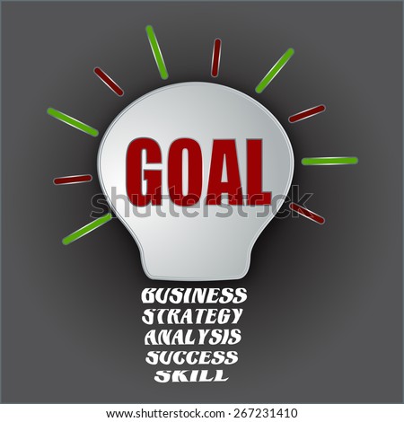 goal bulb with business, strategy, analysis, success, skill