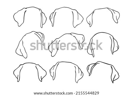 Labrador ears. Black and white outline illustration printable.
