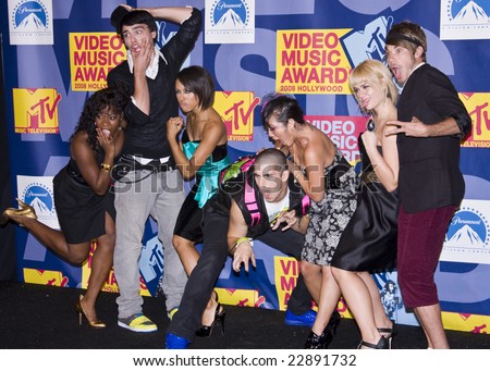 HOLLYWOOD - SEPTEMBER 07: Dance Crew FANNY PACK pose in the press room at the 2008 MTV Video Music Awards at Paramount Pictures Studios on September 7, 2008 in Hollywood, California.
