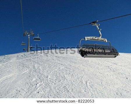ski lift chair on a winter bright day