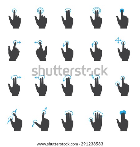 Touch screen hand gesture icon set