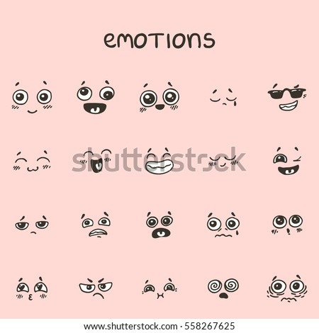 Set of han drawn emotional faces