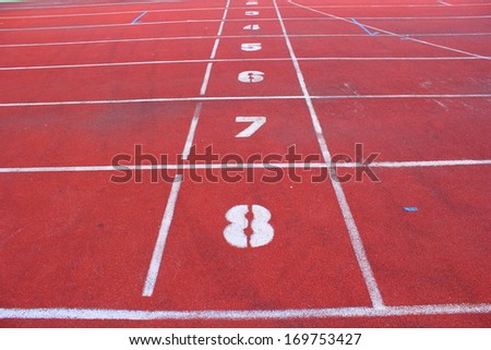 Closeup on running track start line