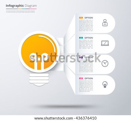 Idea bulb infographic diagram with 4 choice, Content idea concept diagram, Infographic template. vector stock.