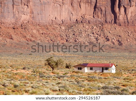 Lonely farm ranch house in desert