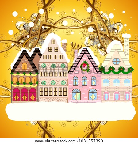 christmas winter scene evening village winter landscape with snow