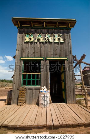 Old western style bank in old ghost town