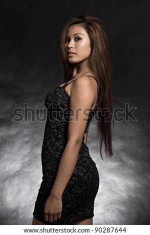 Beautiful Long Haired Asian Filipino Woman Stock Photo 90287644 ...