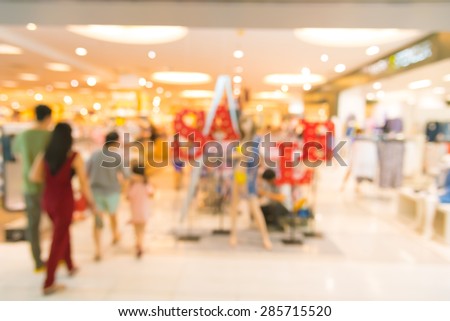 Blurred background : people shopping at mall in the big sale event, blur background with bokeh