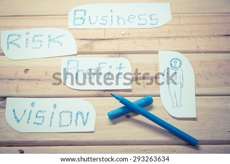 Hand writing a business concept on the wooden board - vintage retro picture style
