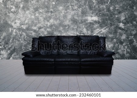 leather sofa in cement  room.