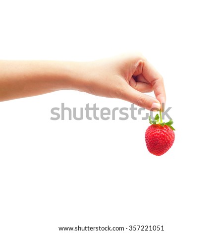 Similar – Image, Stock Photo Hand holding strawberry