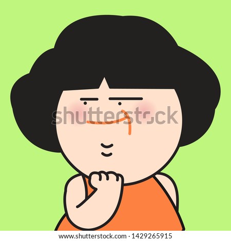 Closeup Young Girl With Percy Cheeky Facial Expression Concept Card Character illustration