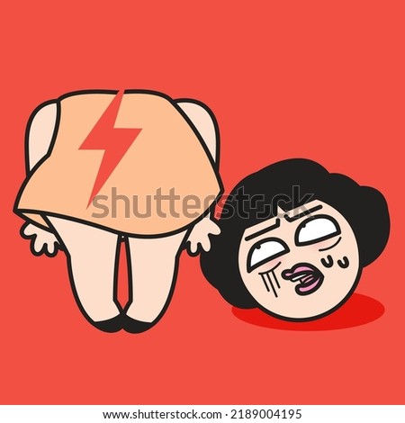 Woman’s Head Falls Off When She Struck By Lightning Concept Card Character illustration