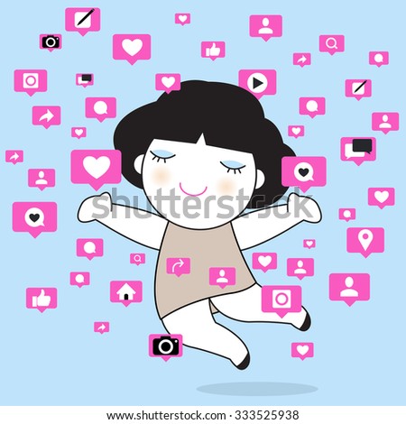 The Secert Language Of Girls On Social Network Character illustratuion