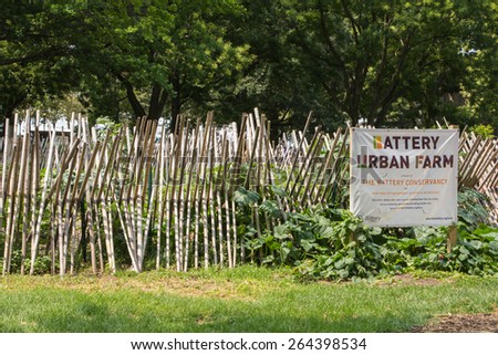 NEW YORK CITY - JULY 29, 2014: Educaitonal Battery Urban Farm project in Manhatten New York.
