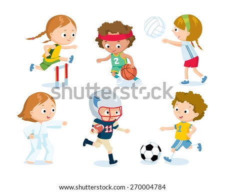 sport for kids including football, volleyball, basketball, karate,  american football, athletics