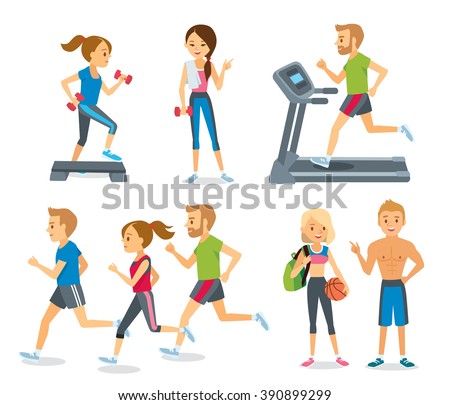 people jogging and working out in the fitness club