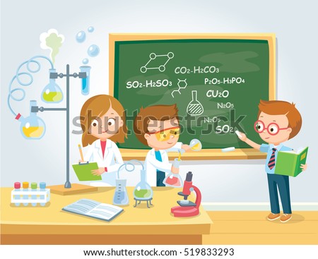 Pupils in chemistry class