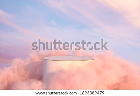 Natural beauty podium backdrop for product display with dreamy sky background. Romantic 3d scene. Foto d'archivio © 