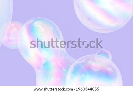 Abstract 3d art background. Holographic floating liquid blobs, soap bubbles. 商業照片 © 