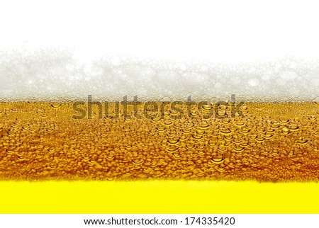 Beer, foam, bubbles isolated on white background.