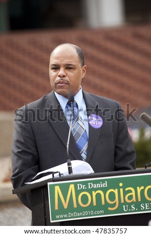 LOUISVILLE - MARCH 2:Maurice Sweeney, a US Senate candidate, listens to a crowd during a protest of loss of unemployment benefits on March 2, 2010 in Louisville, KY.