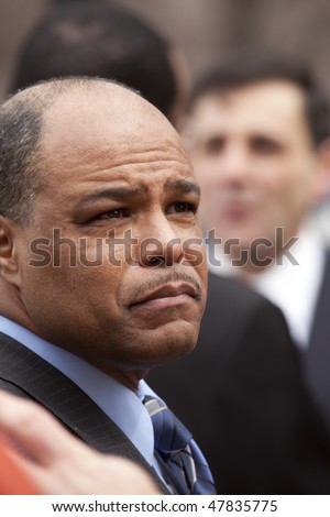 LOUISVILLE - MARCH 2: Maurice Sweeney, a US Senate candidate, listens to voters during a protest of loss of unemployment benefits on March 2, 2010 in Louisville, KY.