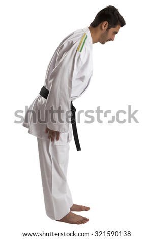 Judo fighter from Brazilian country on white background